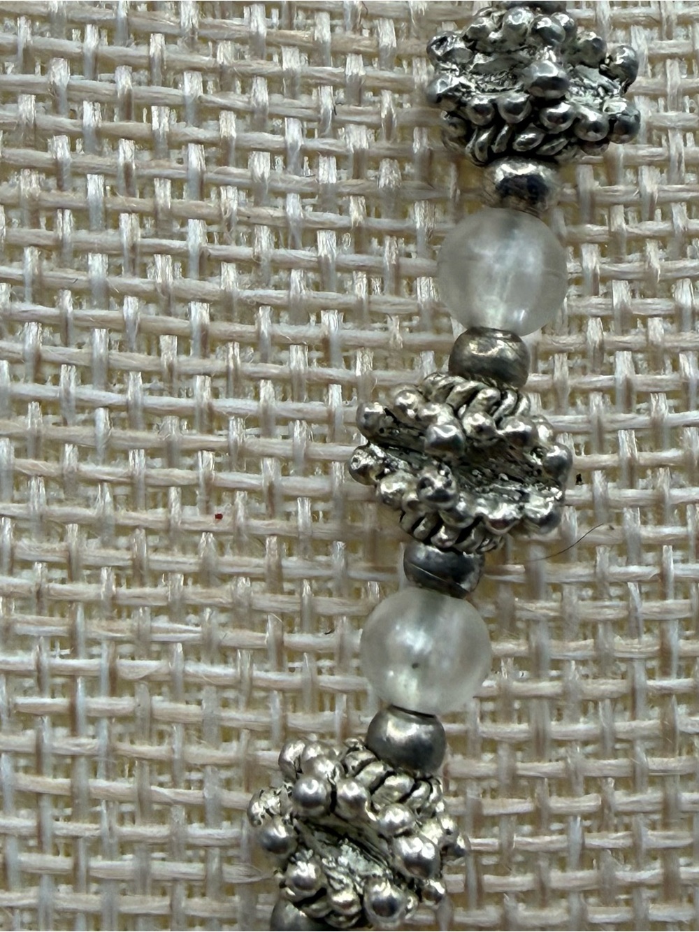 Silver Beaded Crystal Necklace - Women's Elegant Silver Toned Jewelry - Picture 3 of 4